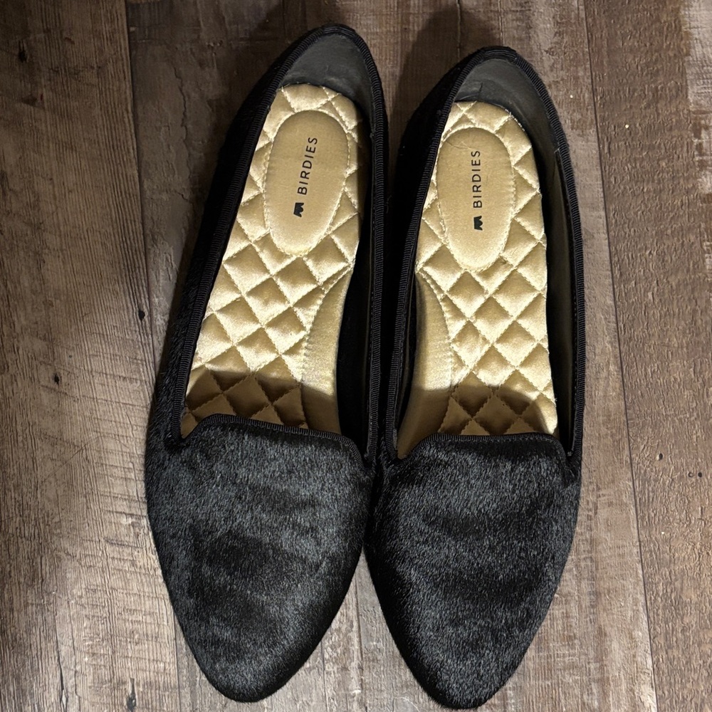 Birdies Black Calf Hair loafer (size 9)